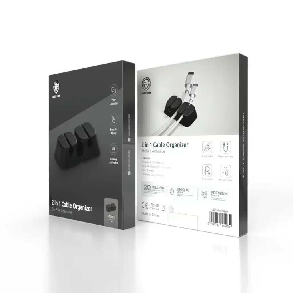 نگهدارنده و مرتب کننده کابل 2 در 1 گرین لاین Green Lion – 2 in 1 Cable Organizer – Black