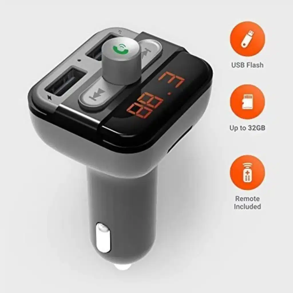 شارژر فندکی Porodo FM Transmitter and Fast Charging Car Charger 3.4 amp / 15W 2 شارژر فندکی و اف ام پلیر بلوتوثی پرودو مدل FMBT17