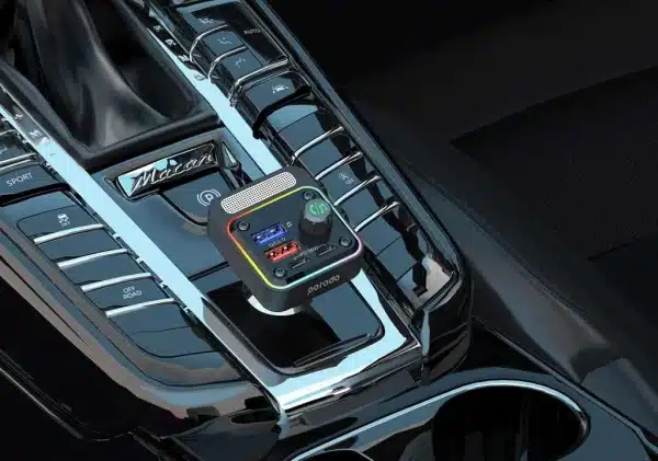 شارژر فندکی و پخش کننده بلوتوث پرودو Porodo Quick-Charge FM Car Charger ( Dual USB-C & USB-A )