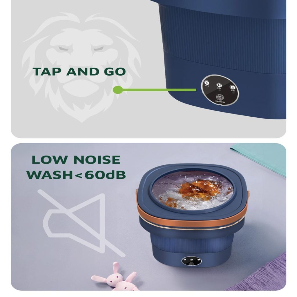 Green Lion Foldable Mini Washing Machine 9L 60W Blue 2 1