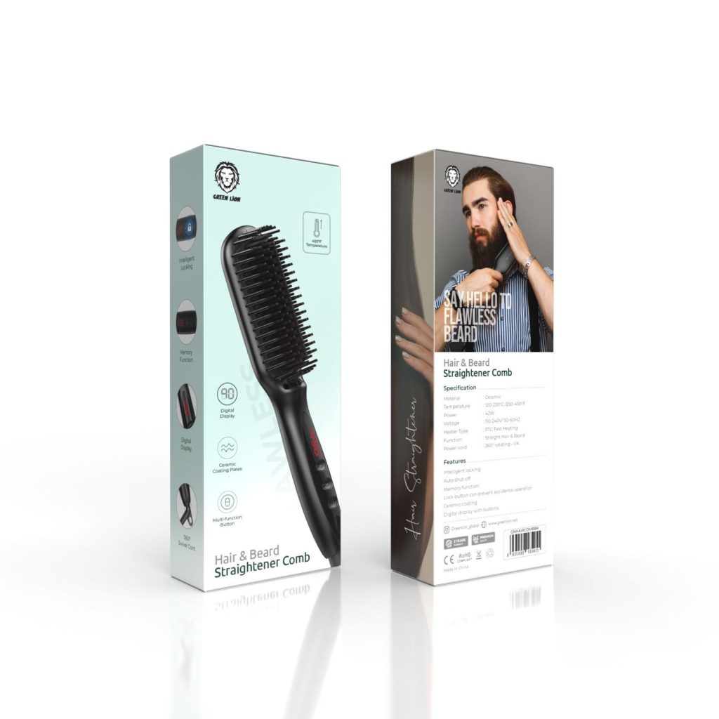 Green Lion Hair Beard Straightener Comb 2