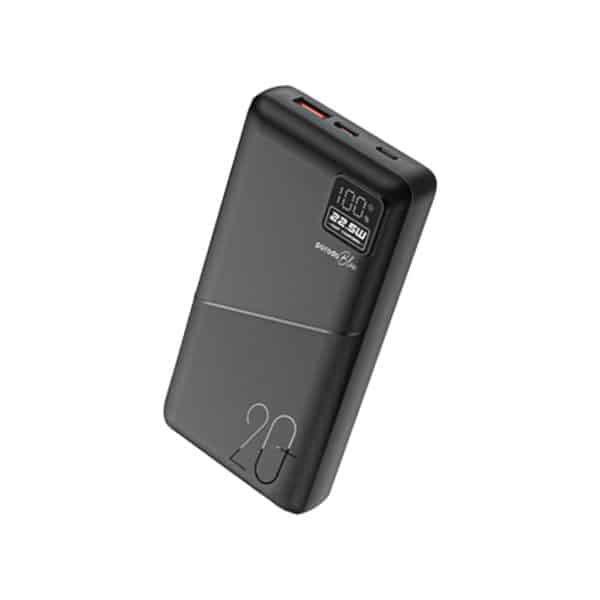 PB PBFCH054 BK Porodo Blue 20000mAh Quick Charge Power Bank USB A and USB C Output Black 1