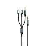 کابل ۳ در ۱ گرین لاین (AUX به USB-C + Lightning + AUX) 3 GNAUX3IN1CBK Green Lion 3 in 1 AUX Cable Aux Lightning Type C 1.2M 3.5MM Black