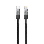 کابل Porodo Braided C to Lightning Fast Charging Cable 1.2M 2 PD 30WCLTH BK Porodo Braided 30W PD C to Lightning Fast Charging Cable with Transparent Head 1.2M