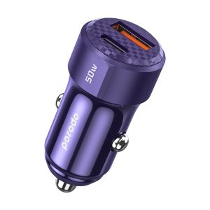 شارژر فندکی Porodo 50W Dual Port Car Charger PD 20W QC 30W