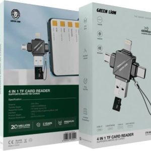 کارت خوان ۴ در ۱ گرین لاین (Green Lion) برای کارت TF - خاکستری